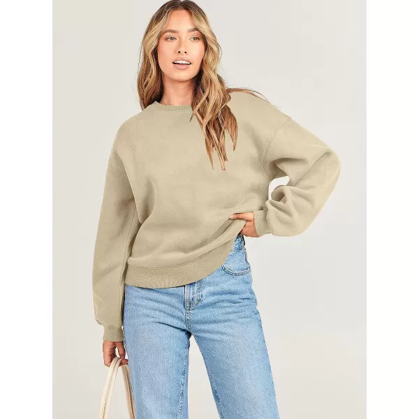 imageANRABESS Womens Long Sleeve Sweatshirt Casual Crewneck Loose Fit Pullover Hoodie Fleece Fall TopsBrown