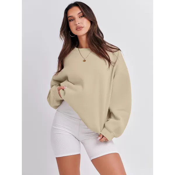 imageANRABESS Womens Long Sleeve Sweatshirt Casual Crewneck Loose Fit Pullover Hoodie Fleece Fall TopsBrown