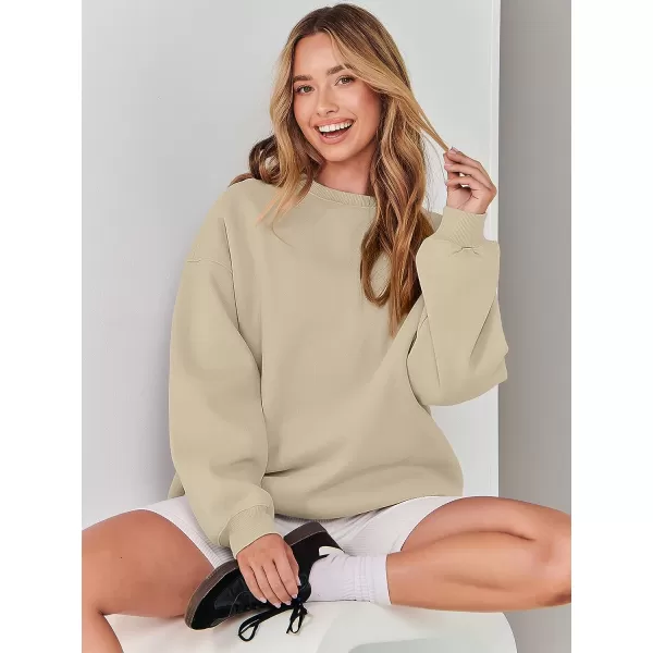 imageANRABESS Womens Long Sleeve Sweatshirt Casual Crewneck Loose Fit Pullover Hoodie Fleece Fall TopsBrown