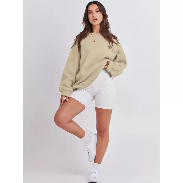 imageANRABESS Womens Long Sleeve Sweatshirt Casual Crewneck Loose Fit Pullover Hoodie Fleece Fall TopsBrown