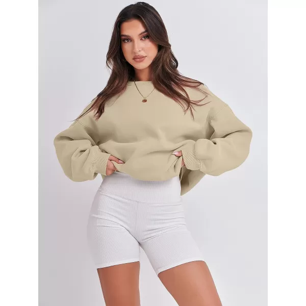 imageANRABESS Womens Long Sleeve Sweatshirt Casual Crewneck Loose Fit Pullover Hoodie Fleece Fall TopsBrown
