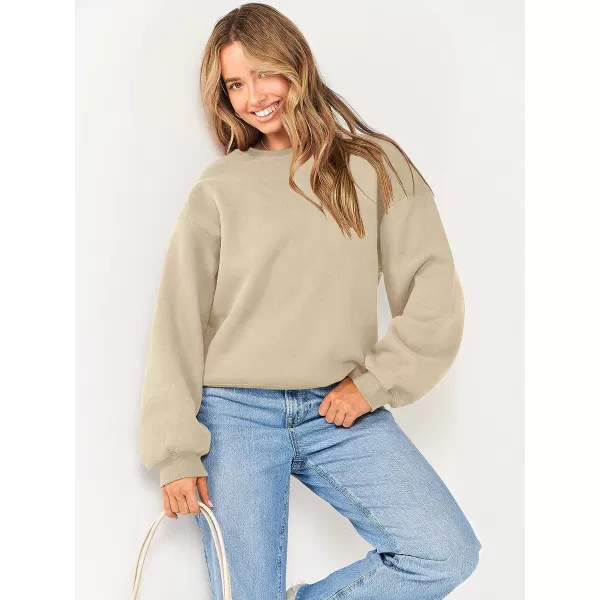 imageANRABESS Womens Long Sleeve Sweatshirt Casual Crewneck Loose Fit Pullover Hoodie Fleece Fall TopsBrown
