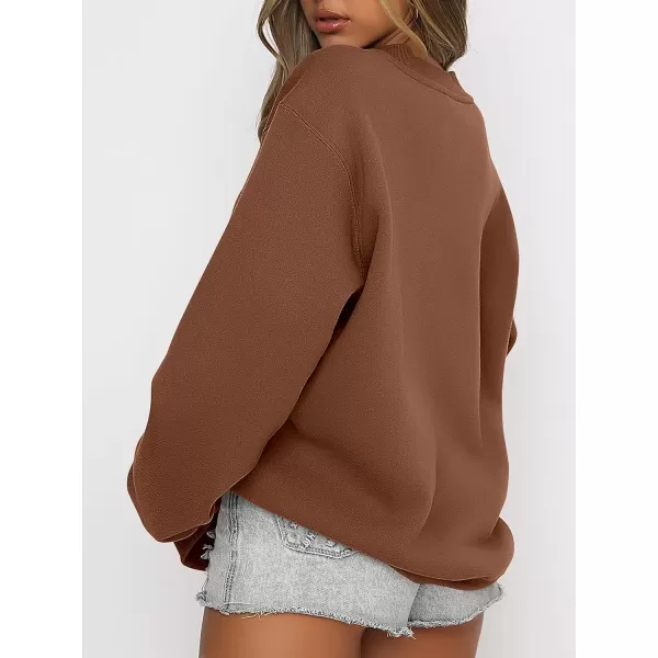 imageANRABESS Womens Long Sleeve Sweatshirt Casual Crewneck Loose Fit Pullover Hoodie Fleece Fall TopsCoffee
