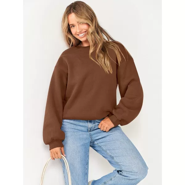 imageANRABESS Womens Long Sleeve Sweatshirt Casual Crewneck Loose Fit Pullover Hoodie Fleece Fall TopsCoffee