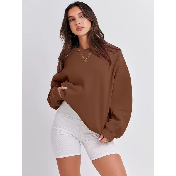 imageANRABESS Womens Long Sleeve Sweatshirt Casual Crewneck Loose Fit Pullover Hoodie Fleece Fall TopsCoffee