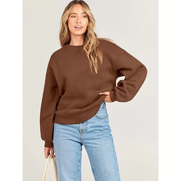 imageANRABESS Womens Long Sleeve Sweatshirt Casual Crewneck Loose Fit Pullover Hoodie Fleece Fall TopsCoffee