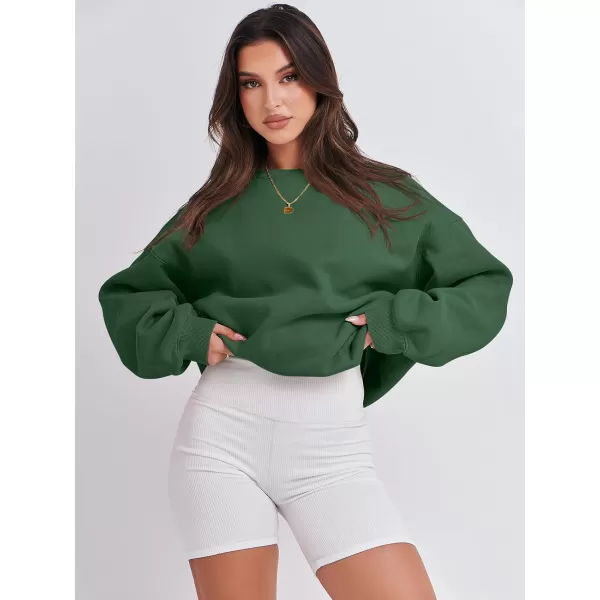 imageANRABESS Womens Long Sleeve Sweatshirt Casual Crewneck Loose Fit Pullover Hoodie Fleece Fall TopsDark Green