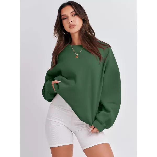 imageANRABESS Womens Long Sleeve Sweatshirt Casual Crewneck Loose Fit Pullover Hoodie Fleece Fall TopsDark Green