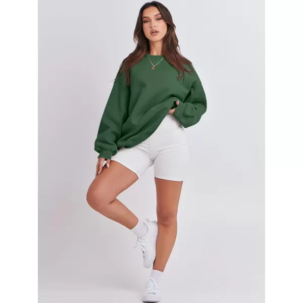 imageANRABESS Womens Long Sleeve Sweatshirt Casual Crewneck Loose Fit Pullover Hoodie Fleece Fall TopsDark Green