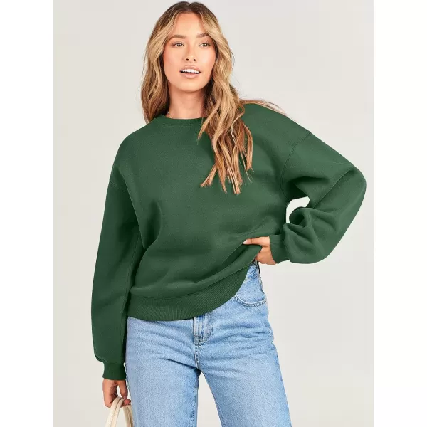 imageANRABESS Womens Long Sleeve Sweatshirt Casual Crewneck Loose Fit Pullover Hoodie Fleece Fall TopsDark Green