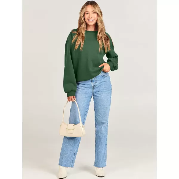 imageANRABESS Womens Long Sleeve Sweatshirt Casual Crewneck Loose Fit Pullover Hoodie Fleece Fall TopsDark Green