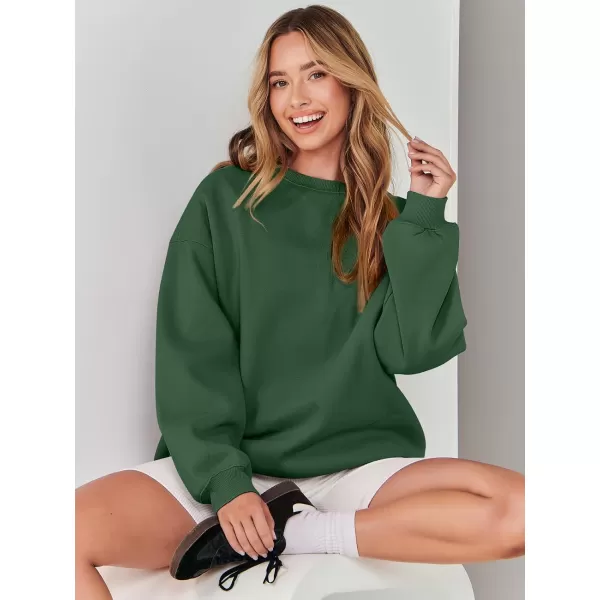 imageANRABESS Womens Long Sleeve Sweatshirt Casual Crewneck Loose Fit Pullover Hoodie Fleece Fall TopsDark Green