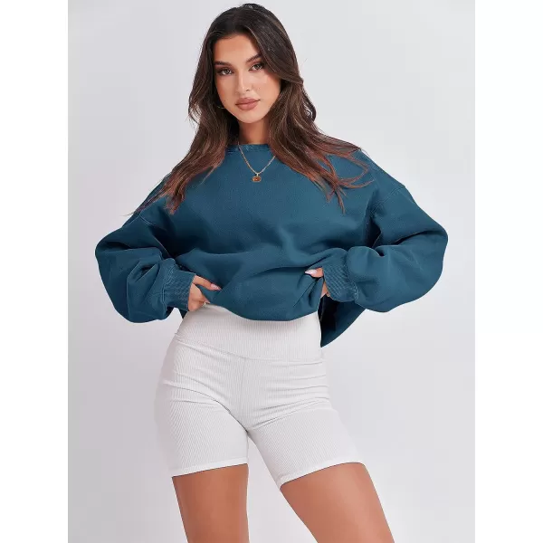 imageANRABESS Womens Long Sleeve Sweatshirt Casual Crewneck Loose Fit Pullover Hoodie Fleece Fall TopsDeep Blue