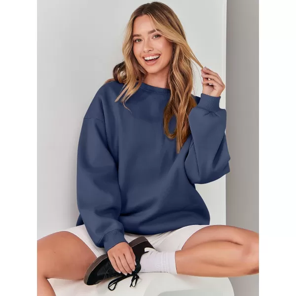 imageANRABESS Womens Long Sleeve Sweatshirt Casual Crewneck Loose Fit Pullover Hoodie Fleece Fall TopsDusty Blue