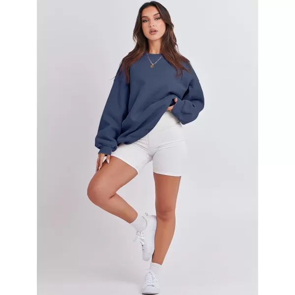 imageANRABESS Womens Long Sleeve Sweatshirt Casual Crewneck Loose Fit Pullover Hoodie Fleece Fall TopsDusty Blue