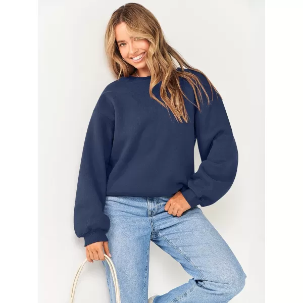 imageANRABESS Womens Long Sleeve Sweatshirt Casual Crewneck Loose Fit Pullover Hoodie Fleece Fall TopsDusty Blue