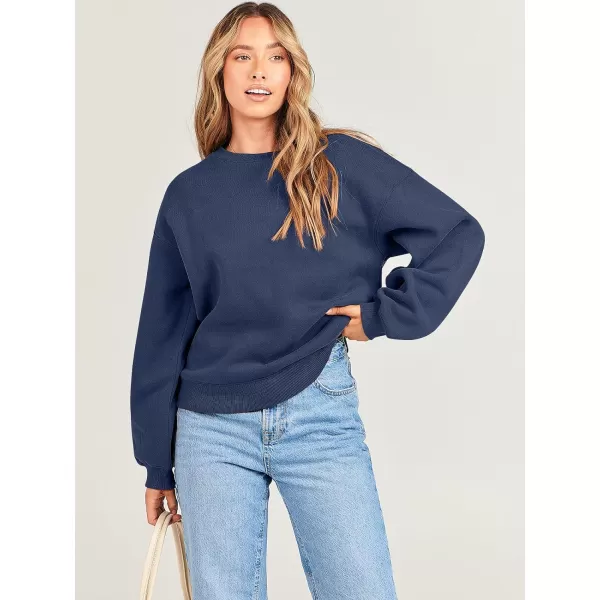 imageANRABESS Womens Long Sleeve Sweatshirt Casual Crewneck Loose Fit Pullover Hoodie Fleece Fall TopsDusty Blue
