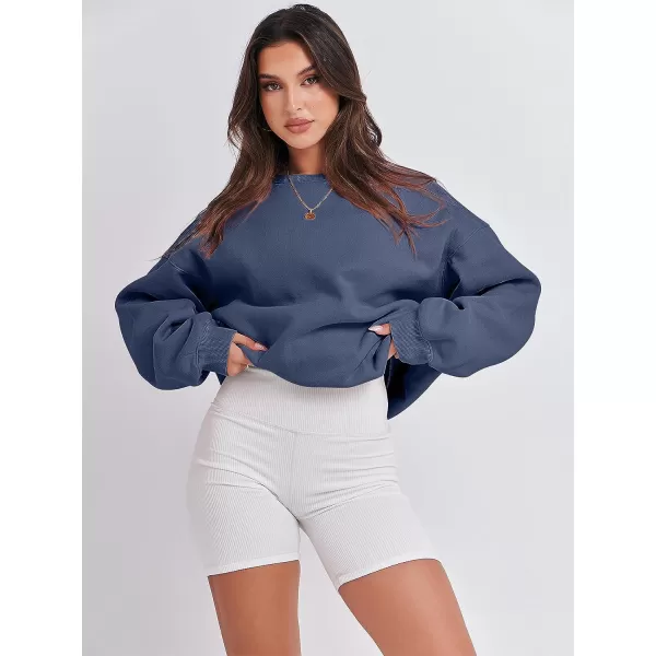 imageANRABESS Womens Long Sleeve Sweatshirt Casual Crewneck Loose Fit Pullover Hoodie Fleece Fall TopsDusty Blue