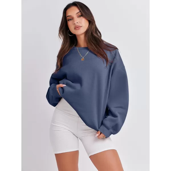 imageANRABESS Womens Long Sleeve Sweatshirt Casual Crewneck Loose Fit Pullover Hoodie Fleece Fall TopsDusty Blue