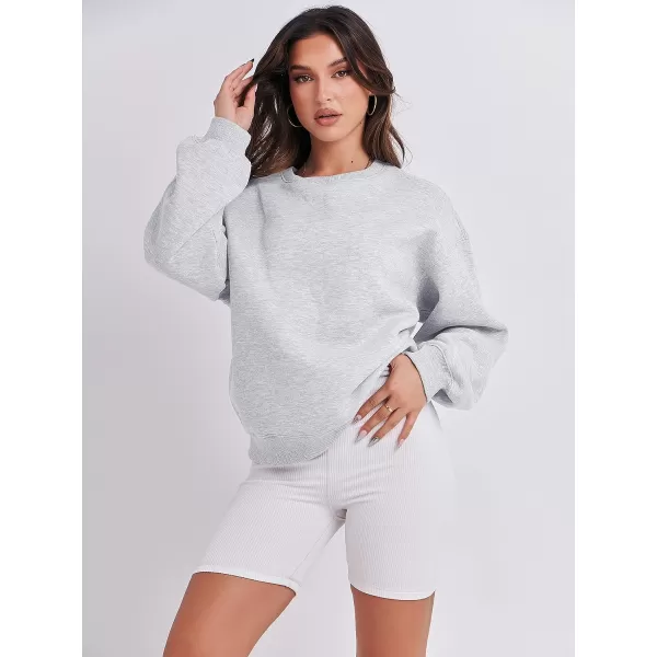 imageANRABESS Womens Long Sleeve Sweatshirt Casual Crewneck Loose Fit Pullover Hoodie Fleece Fall TopsGray
