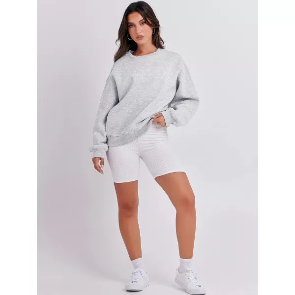 imageANRABESS Womens Long Sleeve Sweatshirt Casual Crewneck Loose Fit Pullover Hoodie Fleece Fall TopsGray