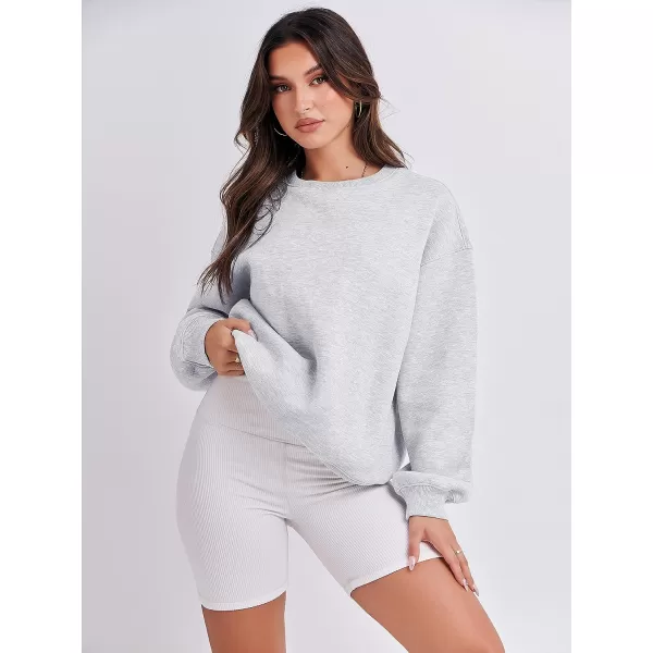 imageANRABESS Womens Long Sleeve Sweatshirt Casual Crewneck Loose Fit Pullover Hoodie Fleece Fall TopsGray