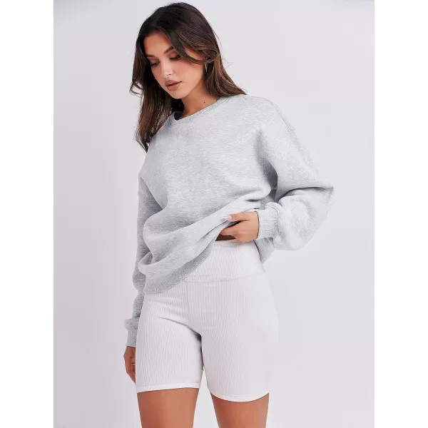 imageANRABESS Womens Long Sleeve Sweatshirt Casual Crewneck Loose Fit Pullover Hoodie Fleece Fall TopsGray