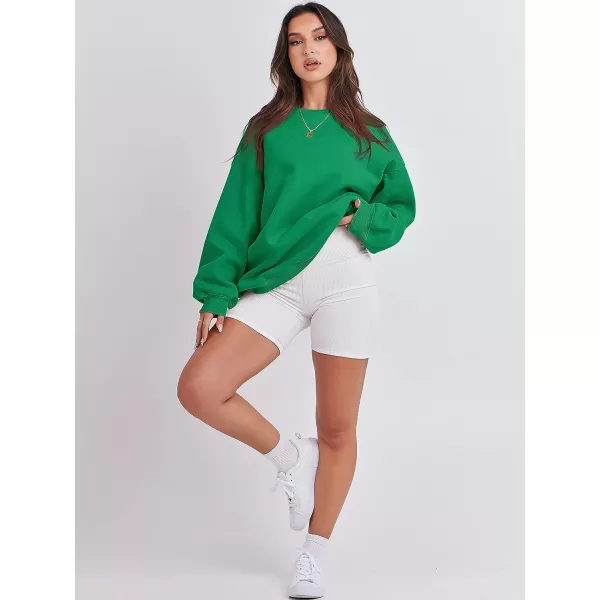 imageANRABESS Womens Long Sleeve Sweatshirt Casual Crewneck Loose Fit Pullover Hoodie Fleece Fall TopsGreen