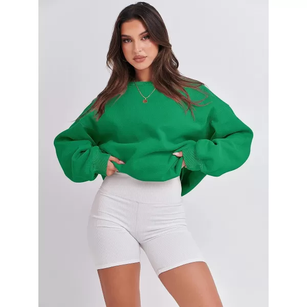 imageANRABESS Womens Long Sleeve Sweatshirt Casual Crewneck Loose Fit Pullover Hoodie Fleece Fall TopsGreen