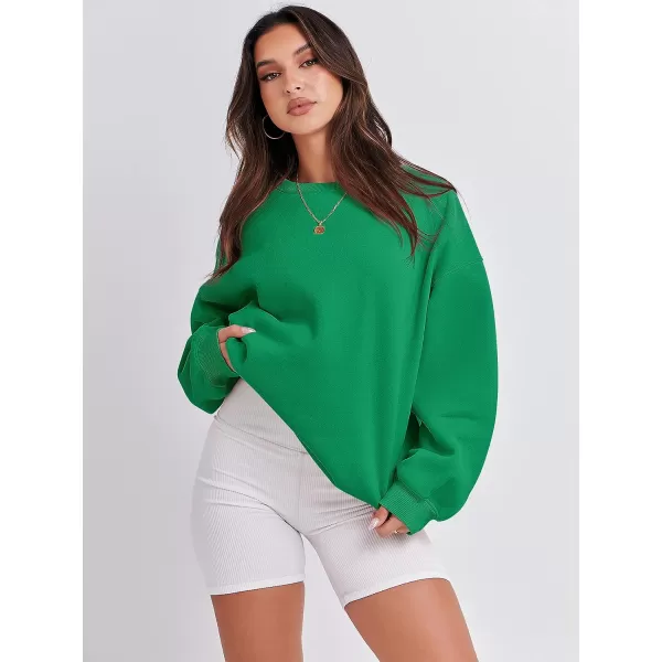 imageANRABESS Womens Long Sleeve Sweatshirt Casual Crewneck Loose Fit Pullover Hoodie Fleece Fall TopsGreen