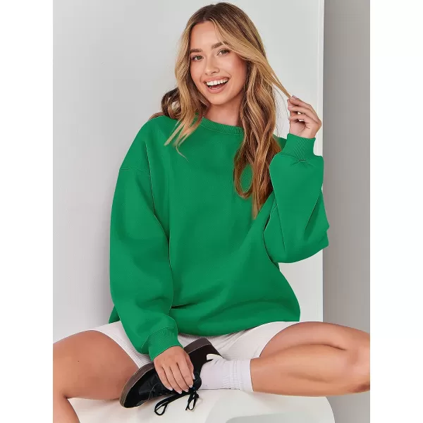 imageANRABESS Womens Long Sleeve Sweatshirt Casual Crewneck Loose Fit Pullover Hoodie Fleece Fall TopsGreen