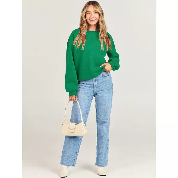 imageANRABESS Womens Long Sleeve Sweatshirt Casual Crewneck Loose Fit Pullover Hoodie Fleece Fall TopsGreen