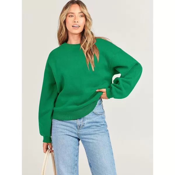 imageANRABESS Womens Long Sleeve Sweatshirt Casual Crewneck Loose Fit Pullover Hoodie Fleece Fall TopsGreen