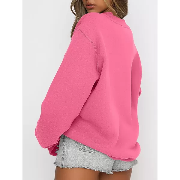 imageANRABESS Womens Long Sleeve Sweatshirt Casual Crewneck Loose Fit Pullover Hoodie Fleece Fall TopsHot Pink