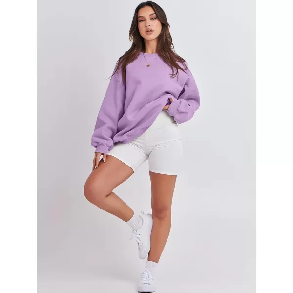 imageANRABESS Womens Long Sleeve Sweatshirt Casual Crewneck Loose Fit Pullover Hoodie Fleece Fall TopsLight Purple
