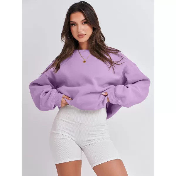 imageANRABESS Womens Long Sleeve Sweatshirt Casual Crewneck Loose Fit Pullover Hoodie Fleece Fall TopsLight Purple