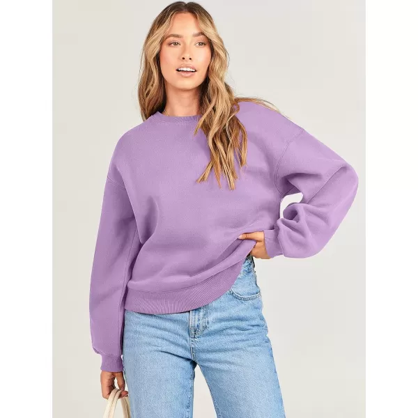 imageANRABESS Womens Long Sleeve Sweatshirt Casual Crewneck Loose Fit Pullover Hoodie Fleece Fall TopsLight Purple