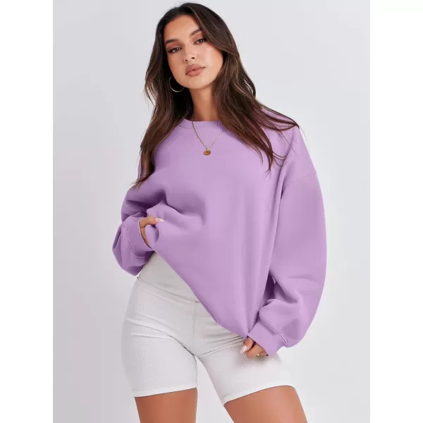 imageANRABESS Womens Long Sleeve Sweatshirt Casual Crewneck Loose Fit Pullover Hoodie Fleece Fall TopsLight Purple