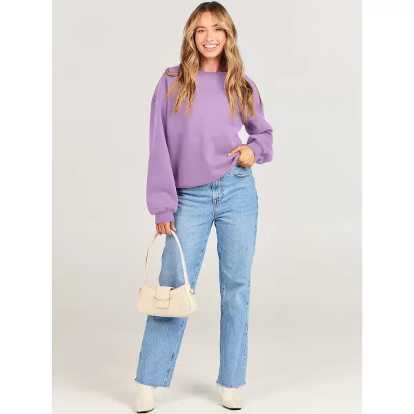 imageANRABESS Womens Long Sleeve Sweatshirt Casual Crewneck Loose Fit Pullover Hoodie Fleece Fall TopsLight Purple
