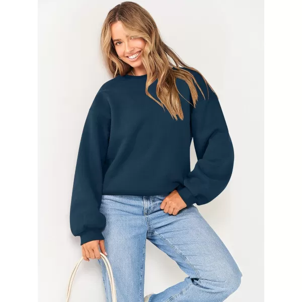 imageANRABESS Womens Long Sleeve Sweatshirt Casual Crewneck Loose Fit Pullover Hoodie Fleece Fall TopsNavy Blue