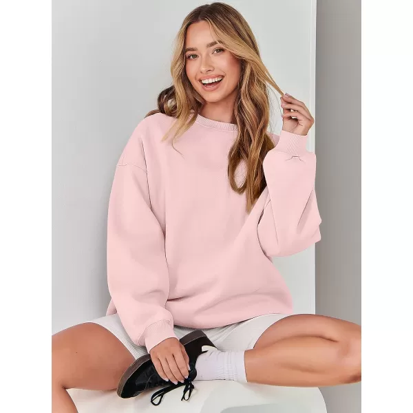imageANRABESS Womens Long Sleeve Sweatshirt Casual Crewneck Loose Fit Pullover Hoodie Fleece Fall TopsPink