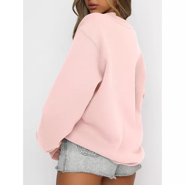 imageANRABESS Womens Long Sleeve Sweatshirt Casual Crewneck Loose Fit Pullover Hoodie Fleece Fall TopsPink
