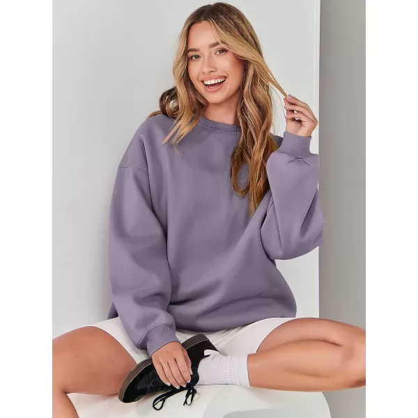 imageANRABESS Womens Long Sleeve Sweatshirt Casual Crewneck Loose Fit Pullover Hoodie Fleece Fall TopsPurple