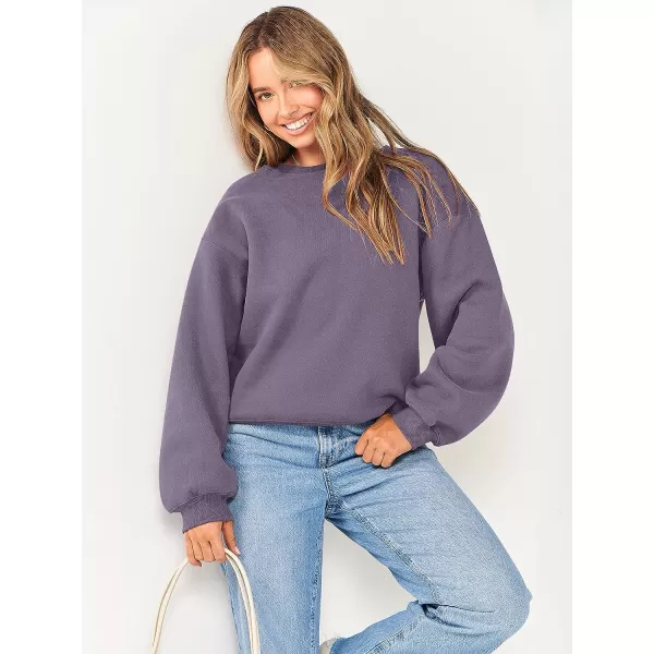 imageANRABESS Womens Long Sleeve Sweatshirt Casual Crewneck Loose Fit Pullover Hoodie Fleece Fall TopsPurple