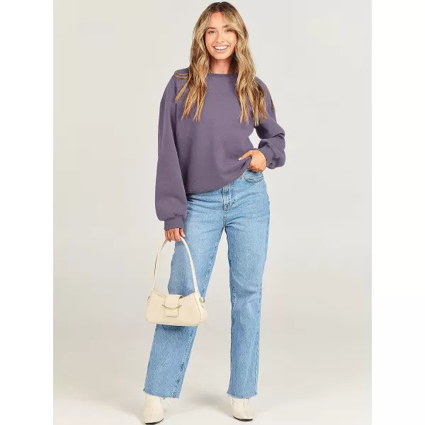 imageANRABESS Womens Long Sleeve Sweatshirt Casual Crewneck Loose Fit Pullover Hoodie Fleece Fall TopsPurple