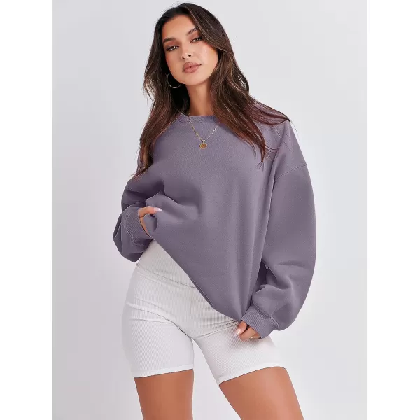 imageANRABESS Womens Long Sleeve Sweatshirt Casual Crewneck Loose Fit Pullover Hoodie Fleece Fall TopsPurple