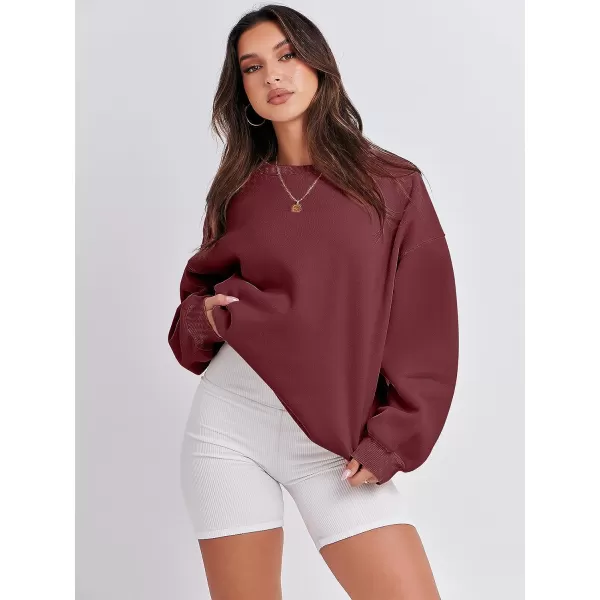 imageANRABESS Womens Long Sleeve Sweatshirt Casual Crewneck Loose Fit Pullover Hoodie Fleece Fall TopsRed