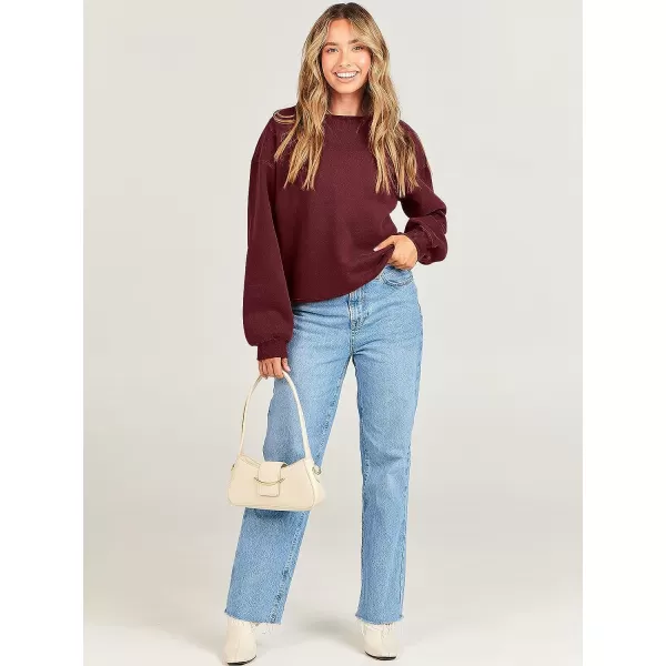 imageANRABESS Womens Long Sleeve Sweatshirt Casual Crewneck Loose Fit Pullover Hoodie Fleece Fall TopsRed