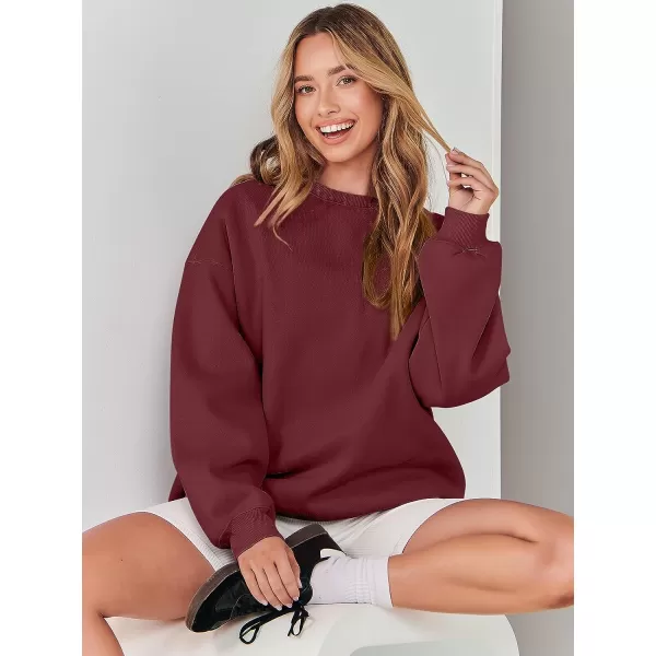 imageANRABESS Womens Long Sleeve Sweatshirt Casual Crewneck Loose Fit Pullover Hoodie Fleece Fall TopsRed