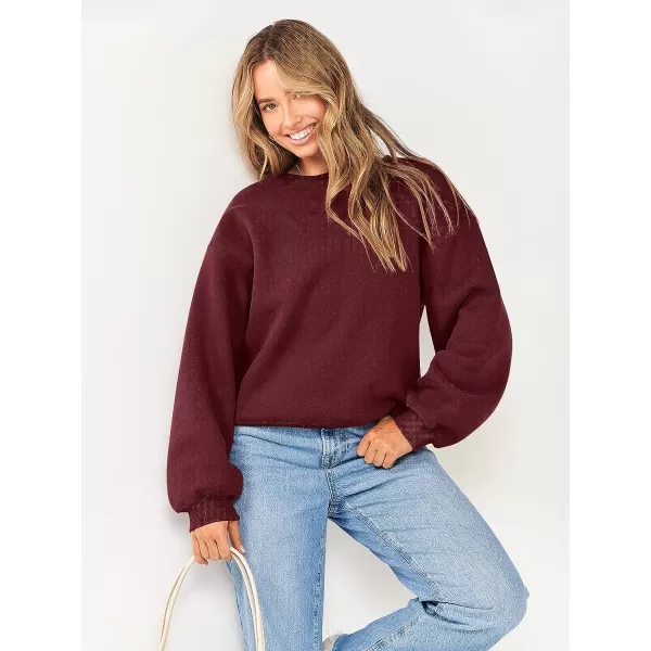 imageANRABESS Womens Long Sleeve Sweatshirt Casual Crewneck Loose Fit Pullover Hoodie Fleece Fall TopsRed